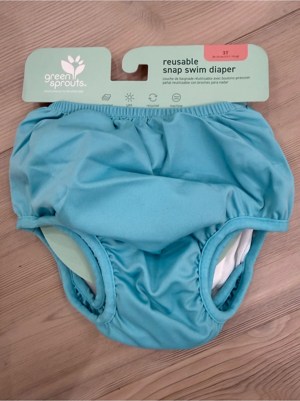 Green Sprouts Reusable Snap Swim Diaper  — Light Blue (3T)